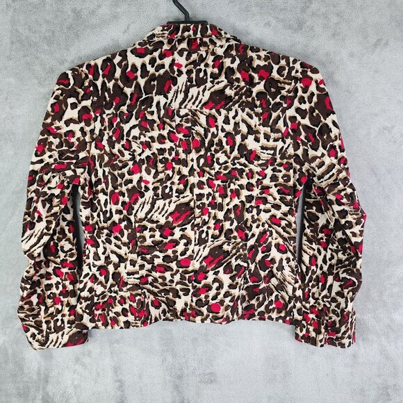Womens Charter Club Leopard Print Corduroy Jacket Button Front Long Sleeves L - Picture 7 of 10